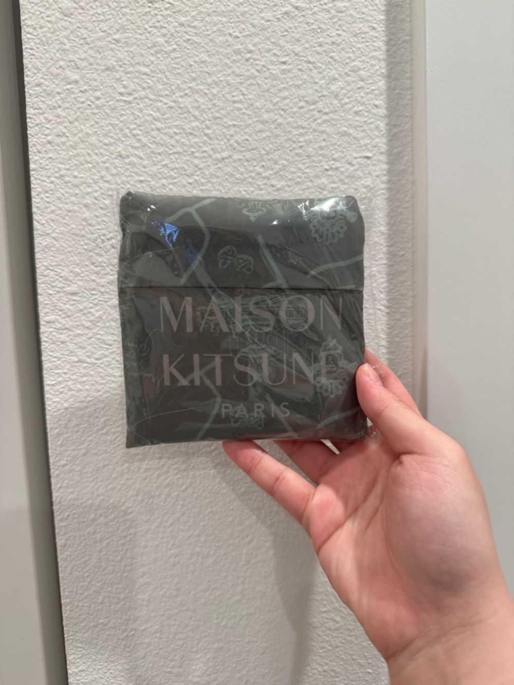 Maison Kitsuné Parisian Map Foldable Tote, Dusty Green